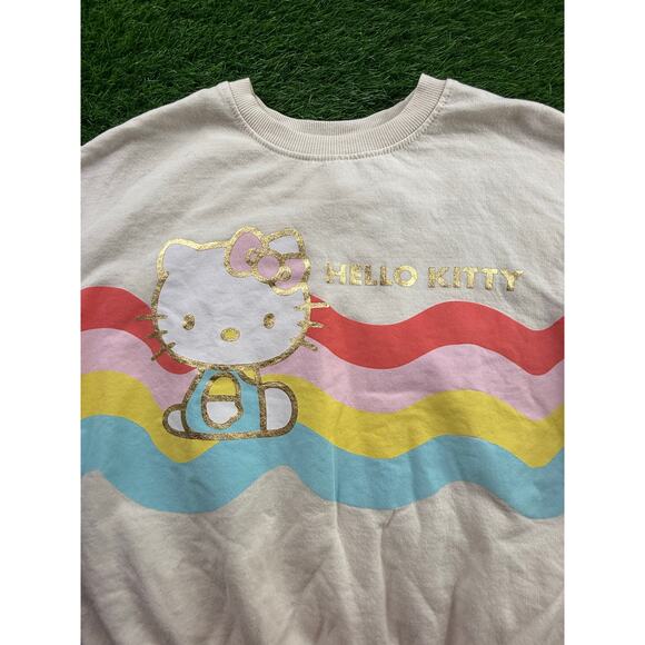 Hello Kitty Sanrio Rainbow Wave Crewneck Sweatshirt Girls L 10-12 Pastel Retro - Picture 2 of 10